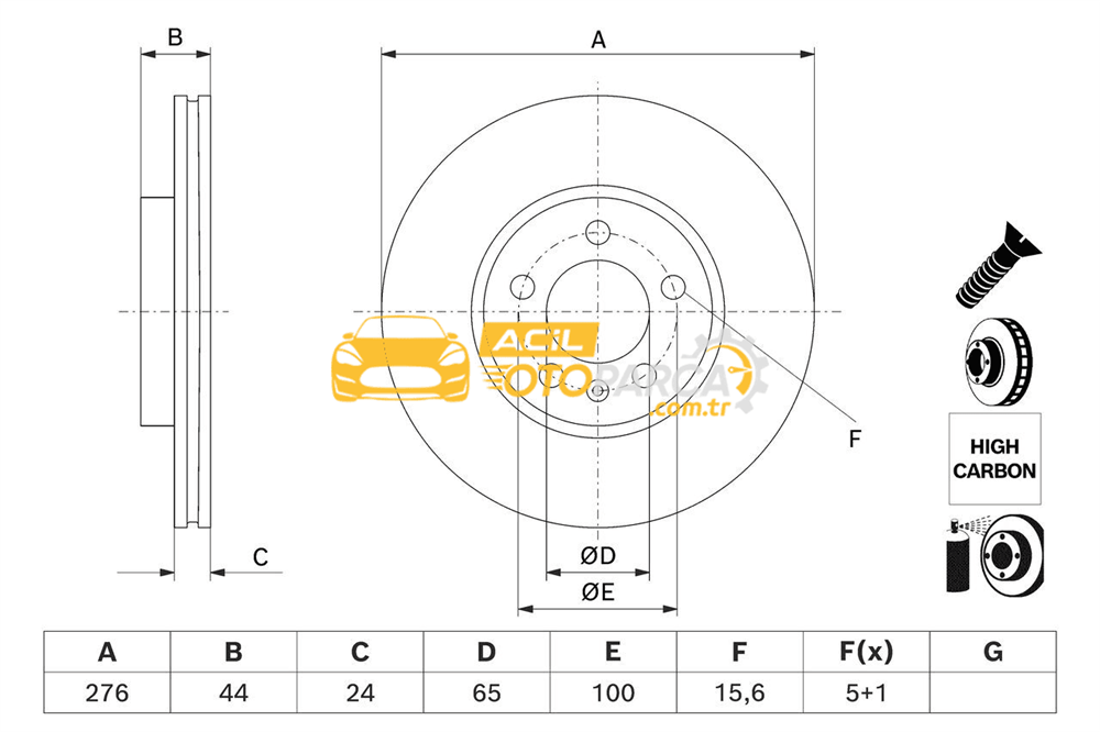 Volkswagen BOSCH 0986479H71 | Ön Fren Diski-276X24 5×100 (VW Polo 18-Audi A1 19-Seat Ibiza 18 -) | 1 Adet