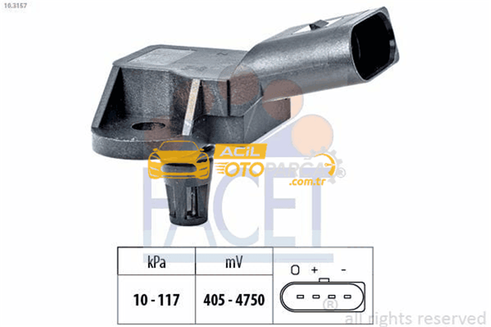 Volkswagen FACET 10.3157 | Fren Basınç Sensörü Golf 1.2 1.4 1.6 1.8 2.0 08 > Jetta 1.2 1.4 2.0 05 > Passat 2.0 05 > Polo 1.6 TDI 09 >