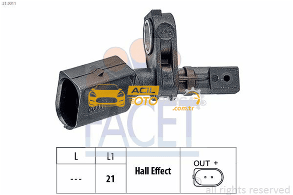 Volkswagen FACET 21.0011 | ABS Sensörü Ön Sol Golf VII 13 > Passat 15 > Polo 05 > Tiguan 16 > Touran 16 > Up! 12 > A1 11 > A3 13 > Tt
