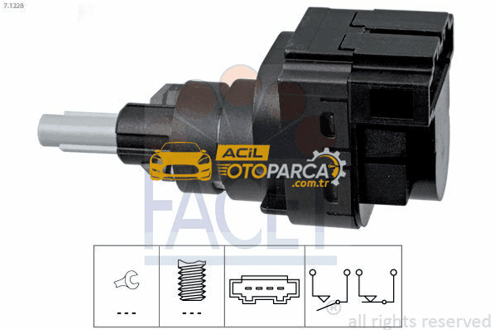 Volkswagen FACET 7.1228 | Fren Pedal Müşürü Polo 95-10 Touran 03-06 Cordoba 03-09 Ibiza 02-10 Fabia 00-15 Octavia 04-08