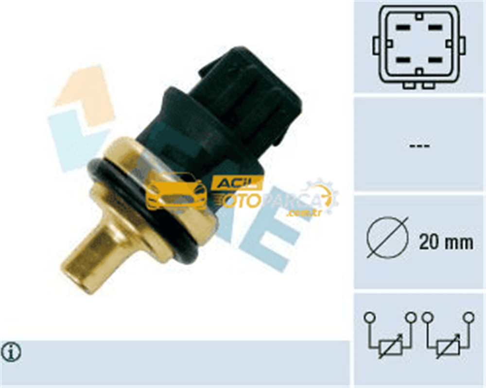 Volkswagen FAE 33782 | Hararet Müşürü VW Audi 4 Fişli Yeşil Kare Soket