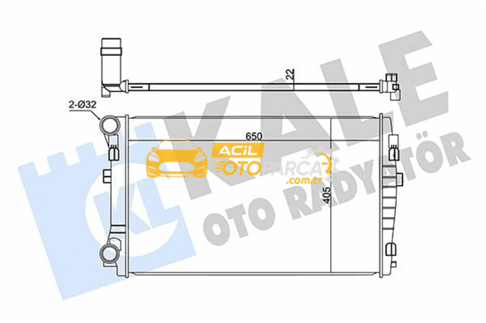 Volkswagen KALE 345840 | Motor Su Radyatörü 650X395x22 A3 1.2 / 1.4 / 1,6Tdı Golf VII 1.2 / 1.4 / 1,6Tdı 12 -