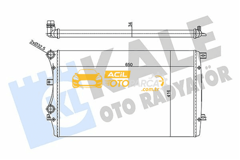 Volkswagen KALE 356925 | Su Radyatör 34mm Mekanik (Audi A3-Seat Altea , Leon , Toledo III-Skoda Octavia III , Superb II , Yeti II-VW: Beetle , Caddy II-IV , Eos , Golf V-VI , Jetta III-IV , Passat , Scirocco , Touran 1.4Tsı 1.9 TDI 04= -