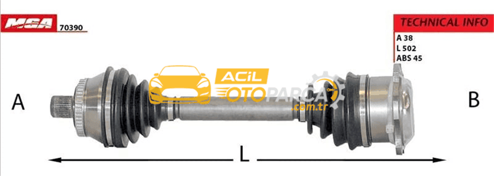 Volkswagen MGA 70390 | Volkswagen Passat 2001-2004 Arası AVF Motor Sağ Aks