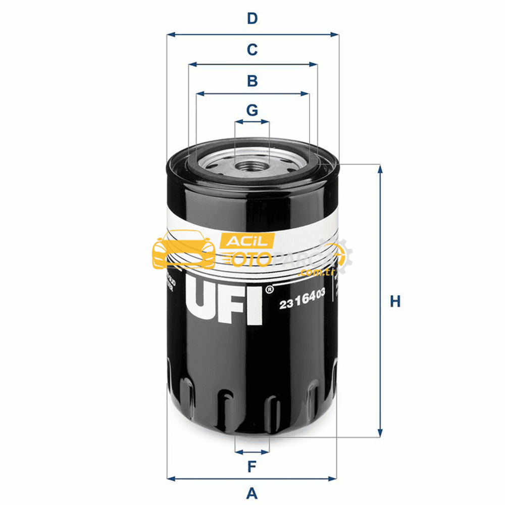 Volkswagen UFI 23.164.03 | Yağ Filtresi (VW Caddy 95-04 Golf 83-99 Jetta 80-91 Passat 80-96 Polo 86-99 Lt35 82-96)