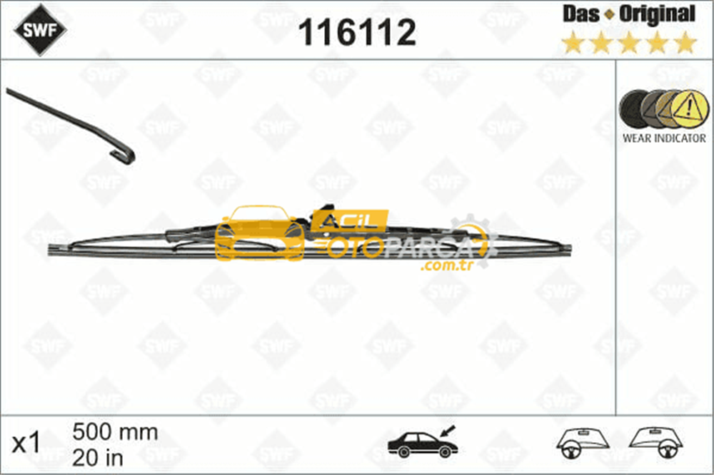 Volkswagen VALEO 116112 | Silgi Süpürgesi Tek 50Cm Genel