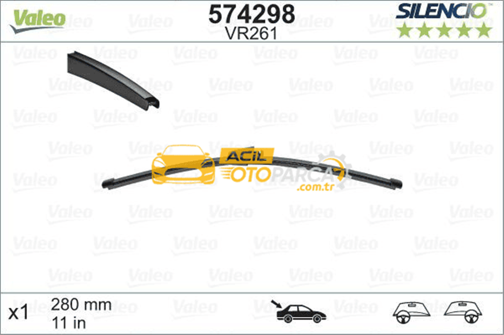 Volkswagen VALEO 574298 | Flat Blade (X1) Vm261 VW Passat 6 Varıant (05 -) Polo 5 TDI / Gtı Silecek Bınek (Ithal)