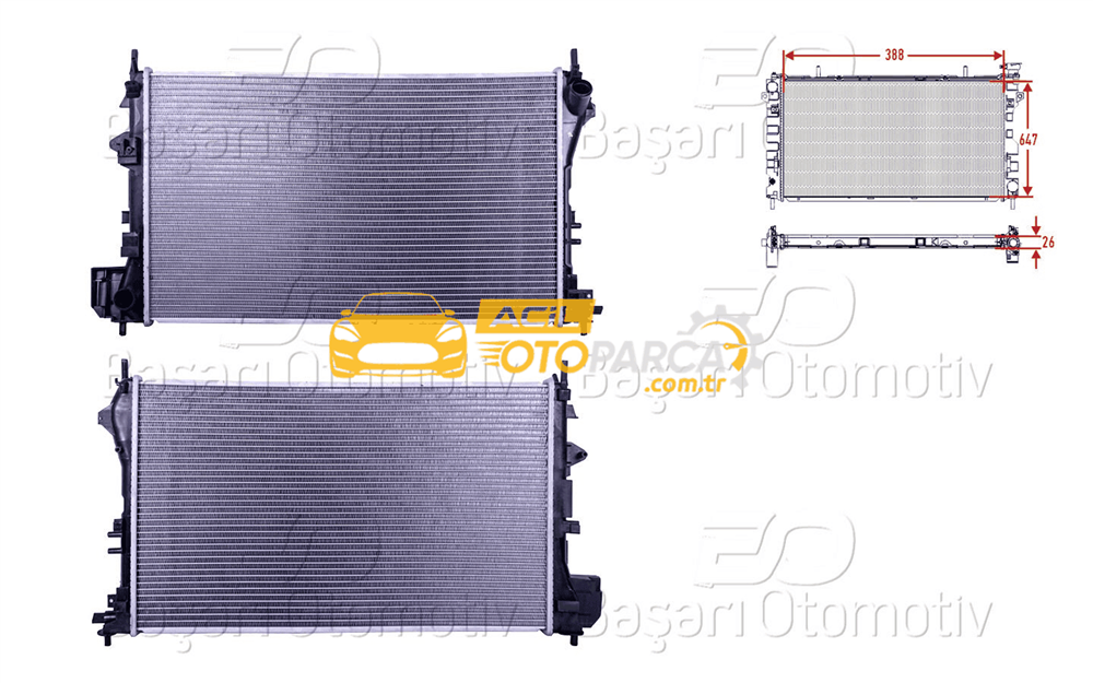 Volkswagen WISCO 1300244 | Su Radyatörü Brazing Mt 388X647x26 Opel Vectra C 1.6 Ac