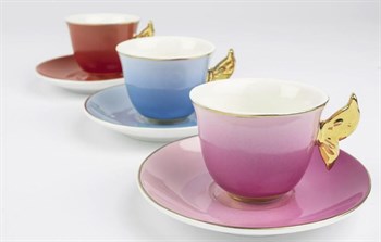 6 Kişilik Renkli Kahve Fincan Seti