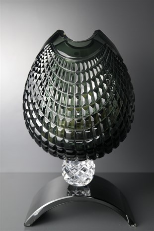 Caesar Crystal Bohemiae Antrasit Kristal El Yapımı Dekoratif Vazo Büyük