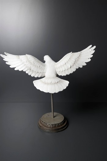 Dekoratif Beyaz Güvercin Biblosu 29 Cm