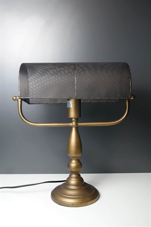 Gold Eskitme Metal Yarım Silindir Siyah Başlıklı Abajur 42 Cm Dekoratif Ev Aksesuarları