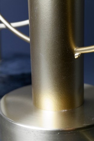 Gold Halka Tasarımlı Gold Kaideli Metal Abajur