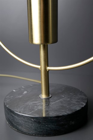 Gold Halka Tasarımlı Mermer Kaideli Metal Abajur
