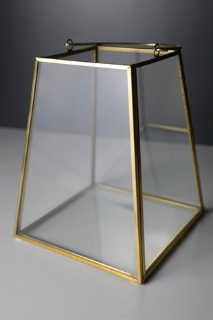Gold Metal Çerçeveli Cam Kaplama Dekoratif Çiçeklik