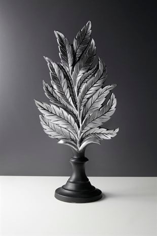 Gümüş Renk Antik Dekoratif Yaprak Objesi 22cmx44cmx12cm