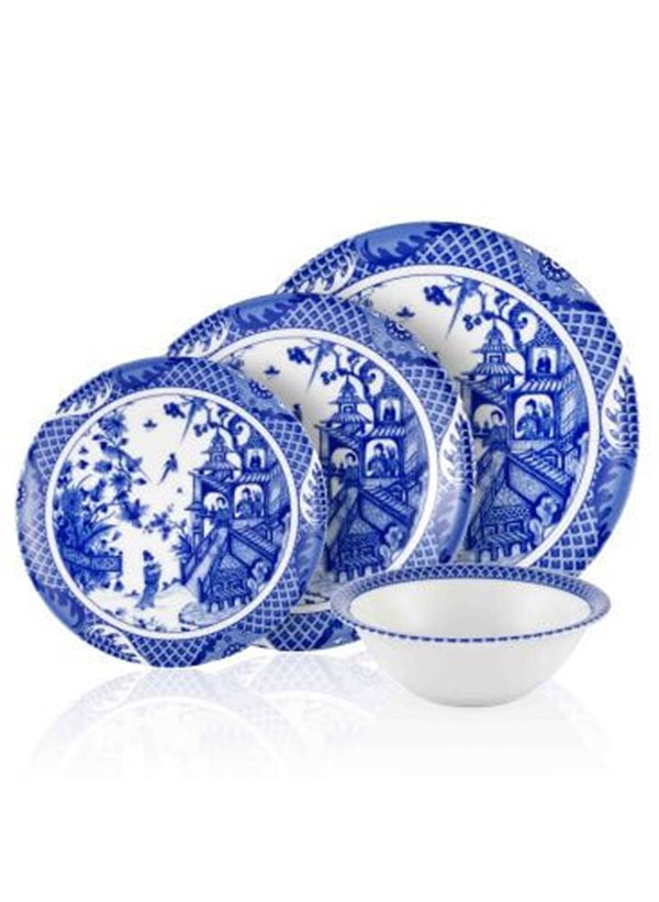 24 Parça Chinoi Mavi Beyaz Porselen Yemek Takımı Yemek Takımları