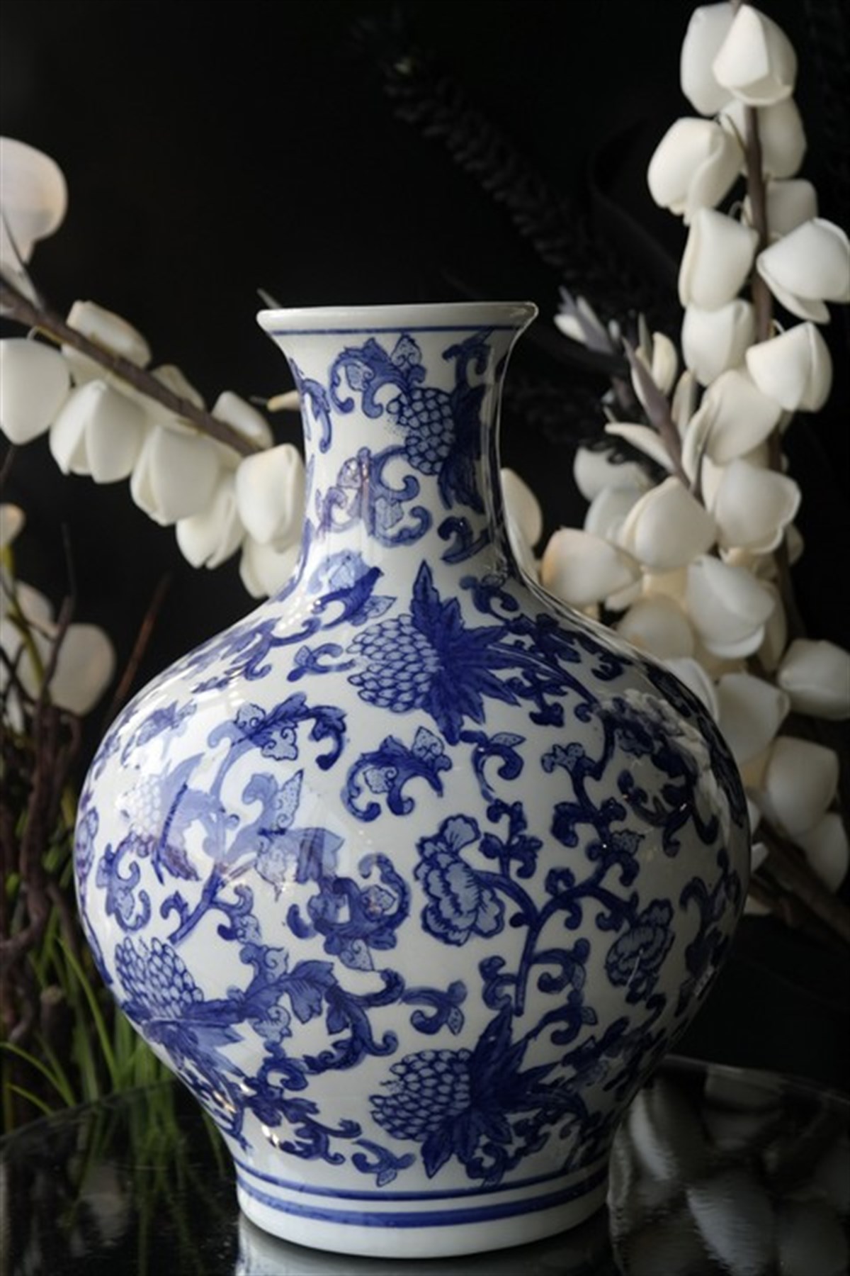 Blue Blanc Beyaz Mavi Çiçek Desenli Porselen Vazo 34 Cm Fiyatları | Joy  Home Accessories