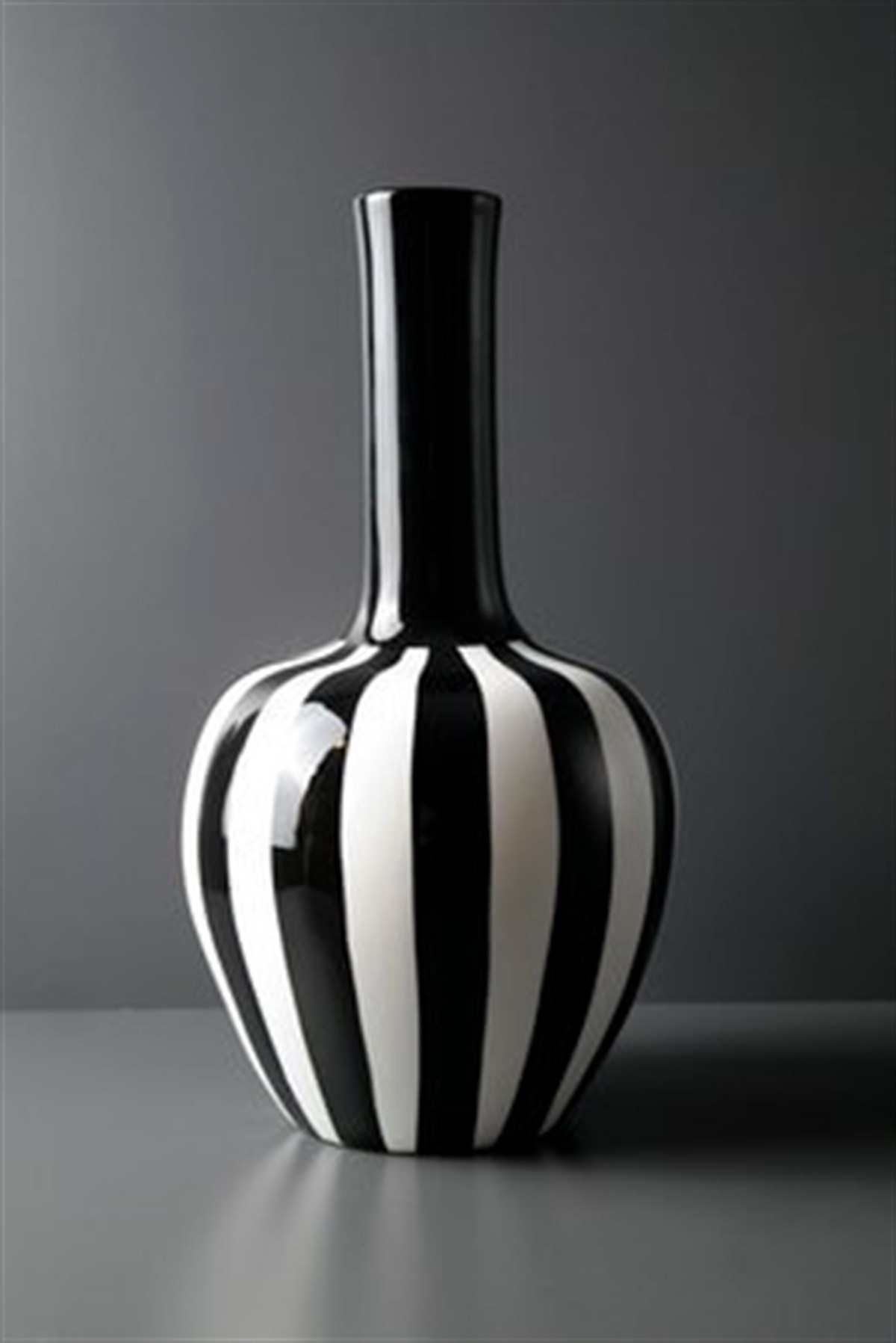 Siyah Beyaz Uzun Ağızlı Zebra Çizgili Vazo Fiyatları | Joy Home Accessories