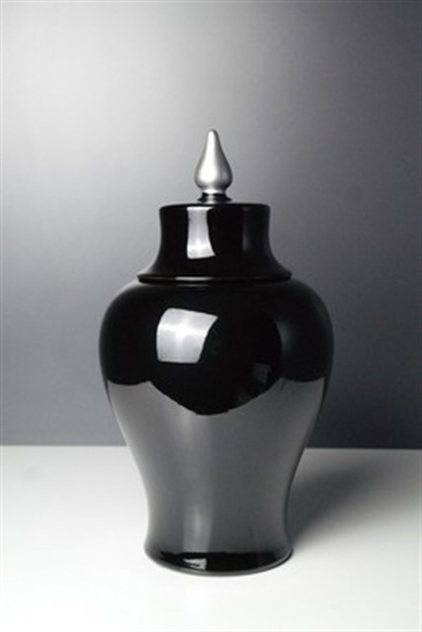 Düz Siyah Seramik Küp 30 Cm Dekoratif Küp