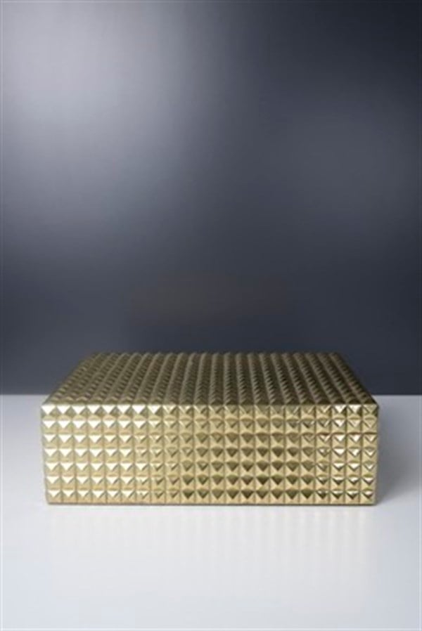 Gold Renk Dış Kaplama Mika İçi Siyah Dekoratif Kutu 29 Cm Dekoratif Kutu