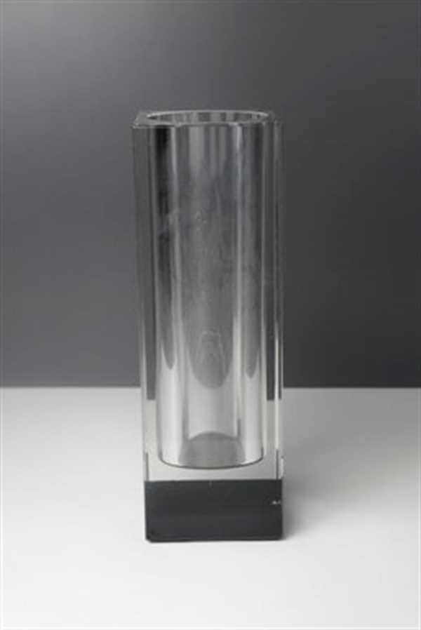Kristal Cam  Kare Şeffaf Dekoratif Vazo 26 Cm Dekoratif Vazo