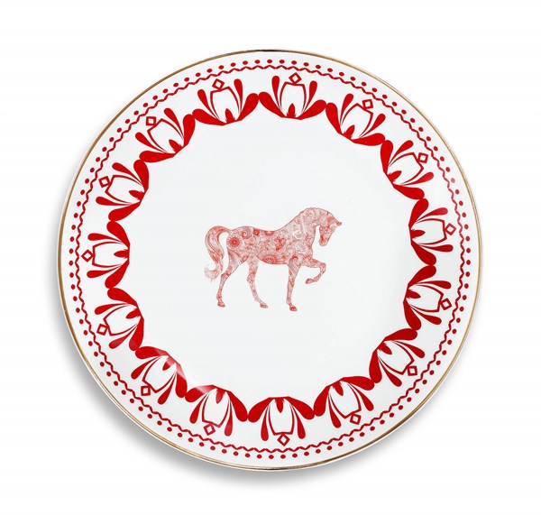Lucky Horse Collection Red Seramik Servis Tabağı 28 Cm Dekoratif Ev Aksesuarları