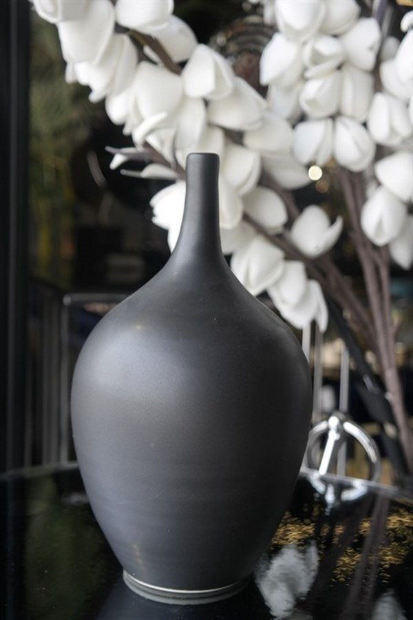 Seramik Dar Ağızlı Mat Siyah Renk Vazo 24 Cm Fiyatları | Joy Home  Accessories