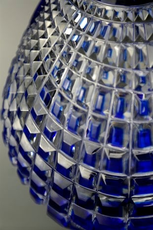 Bohemiae Cyrstal - Mavi Kristal El Yapımı Dekoratif Vazo Küçük Dekoratif Ev Aksesuarları