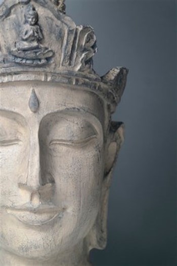 Buddha Temalı Erkek Büst Kahverengi Eskitme Özel El Yapımı 35 Cm Obje & Biblo