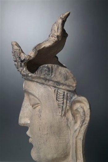 Buddha Temalı Erkek Büst Kahverengi Eskitme Özel El Yapımı 35 Cm Obje & Biblo
