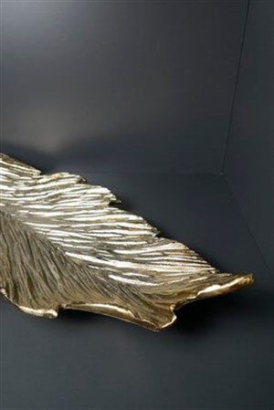 El Yapımı Dekoratif Gondol Gold Pirinç Metal Tüy Temalı Geniş 70 Cm Kase & Şekerlik