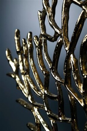 El Yapımı Dekoratif Obje Siyah Cam Kaideli Gold Pirinç Metal Hayat Ağacı Büyük Obje & Biblo