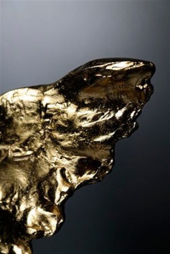 El Yapımı Dekoratif Obje Siyah Mermer Kaideli Gold Pirinç Metal Rüzgar Temalı Kız Obje & Biblo