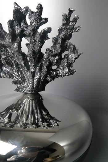 El Yapımı Metal Mercan Kapaklı Gümüş Dekoratif Obje 27Cm Dekoratif Obje