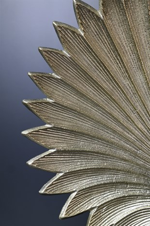Gold Metal Döküm Demir Yaprak Tasarımlı Kabartma Detaylu Dekoratif Obje 44 Cm Dekoratif Ev Aksesuarları