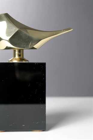 Gold Parlak Kuş Siyah Kistal Cam Kaide 14 Cm Dekoratif Ev Aksesuarları