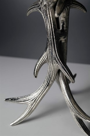 Gümüş Ağaç Dalı Gövdeli Metal Mumluk 50 Cm Dekoratif Ev Aksesuarları