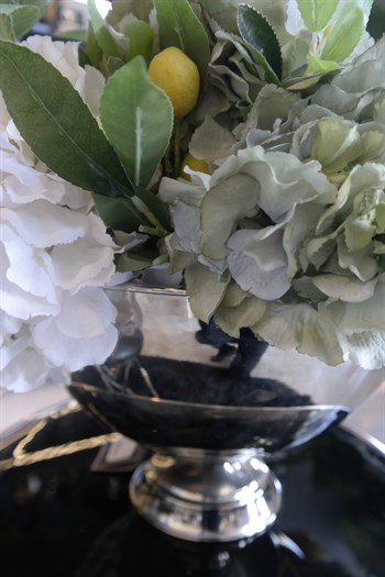 Gümüş Arajman Yapay Çiçek Kase 40 Cm Dekoratif Yapay Çiçek
