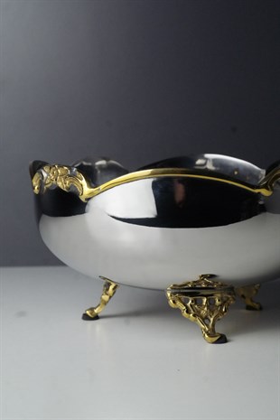 Gümüş Gold Metal Kuş Serisi Kase 18 Cm Dekoratif Ev Aksesuarları