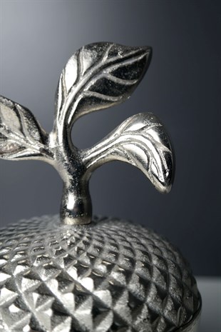 Gümüş Kapaklı Elma Dekoru Büyük 20 Cm Dekoratif Ev Aksesuarları