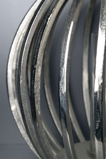Gümüş Renk İçi Cam Fanuslu Döküm Metal Dekoratif Fener Büyük 40 Cm Dekoratif Fener