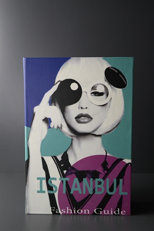 İstanbul Yazılı Kadın Baskılı Kitap Görünümlü İçi Kumaş Kutu 30x21 Cm