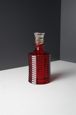 Kırmızı Cam Şişe 18 Cm