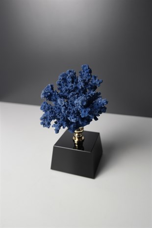 Mavi Mercan Siyah Cam Kaideli Dekoratif Obje 19 Cm Dekoratif Ev Aksesuarları