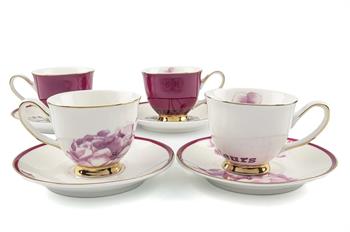 Pinky 4'lü Çok Renkli Çiçek Desenli Kahve Fincan Seti Kahve Takımları