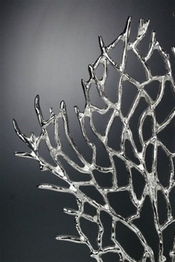 Pirinç Üzeri Gümüş Kaplama Hayat Ağacı Mermer Kaideli Dekoratif Obje 47 Cm Dekoratif Obje
