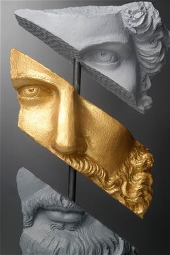 Poseidon Büst Kaideli Gri Gold Özel El Yapımı Biblo Poliserin 44 Cm Dekoratif Biblo