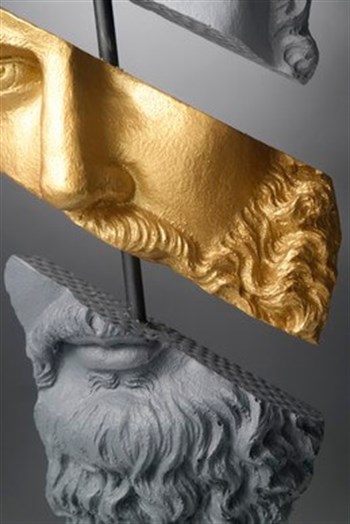 Poseidon Büst Kaideli Gri Gold Özel El Yapımı Biblo Poliserin 44 Cm Dekoratif Biblo