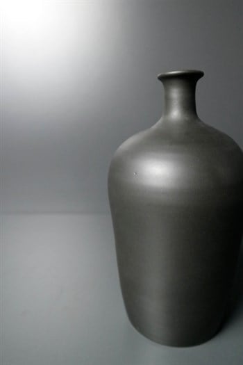Seramik Testi Görünümlü Mat Siyah Vazo 23 Cm Dekoratif Vazo